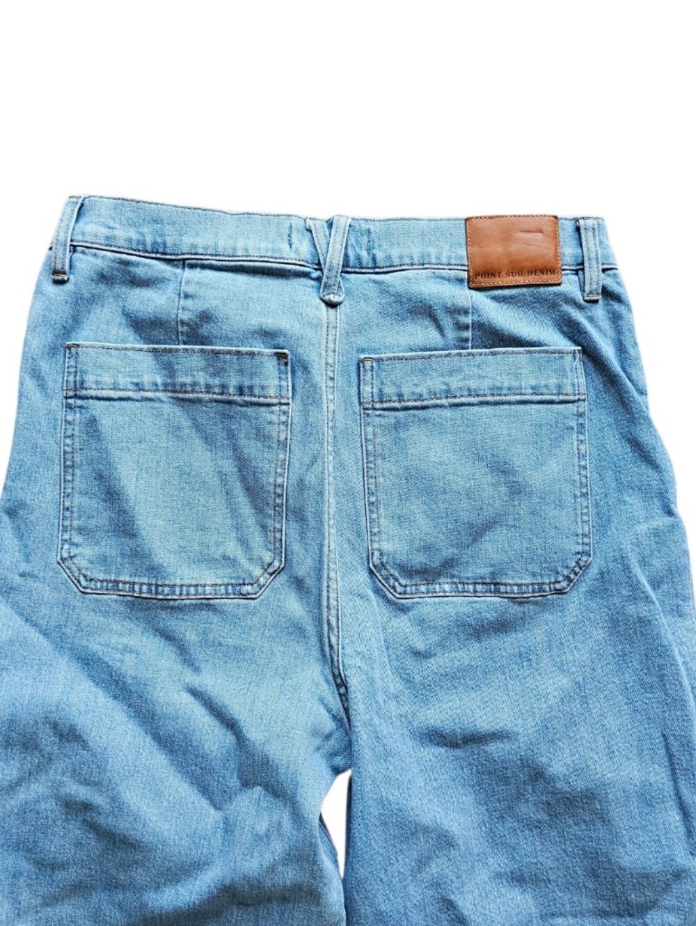 Pont Sur J. CREW Denim Stretch Wide Leg Crop Light Blue Women's Jeans - Picture 2 of 6
